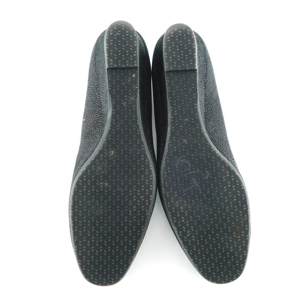 SAS Black Textured Italian Leather Wedge Heel Pumps 10 N - Picture 6 of 9